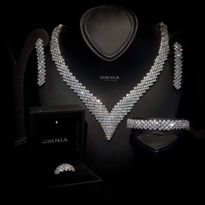 Omnia Thea Bridal Full Set Accessories High Quality Zircon Stone in Rhodium Plated