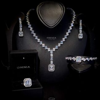 Omnia Elara Bridal Full Set Accessories High Quality Zircon Stone in Rhodium Plated (Only avaliable in KSA)