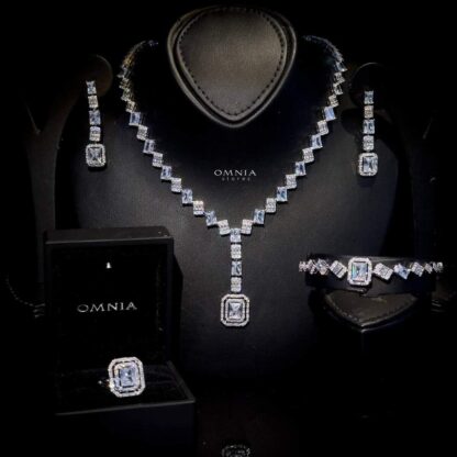Omnia Elara Bridal Full Set Accessories High Quality Zircon Stone in Rhodium Plated