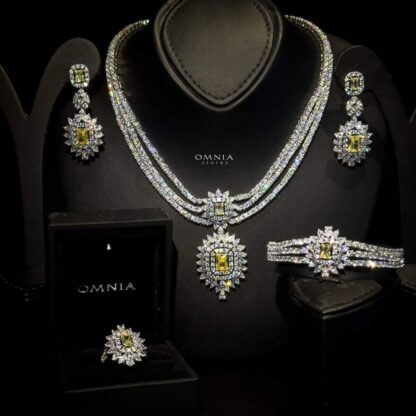 Omnia Anaya Yellow Bridal Full Set Accessories High Quality Zircon Stone in Rhodium Plated - Image 2
