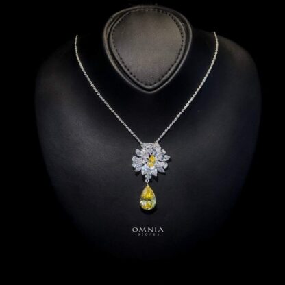 Omnia Nakaret Yellow Necklace 92.5 Silver In High Quality Simulated diamonds