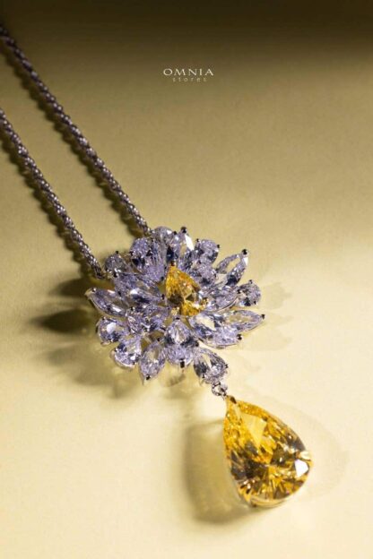 Omnia Nakaret Yellow Necklace 92.5 Silver In High Quality Simulated diamonds - Image 2