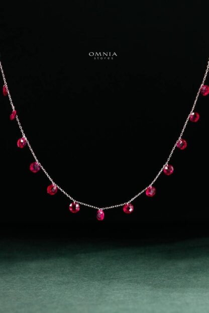 Omnia Anara Red Necklace 92.5 Silver In High Quality Simulated diamonds - Image 5