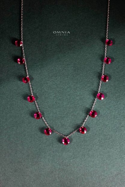 Omnia Anara Red Necklace 92.5 Silver In High Quality Simulated diamonds - Image 2