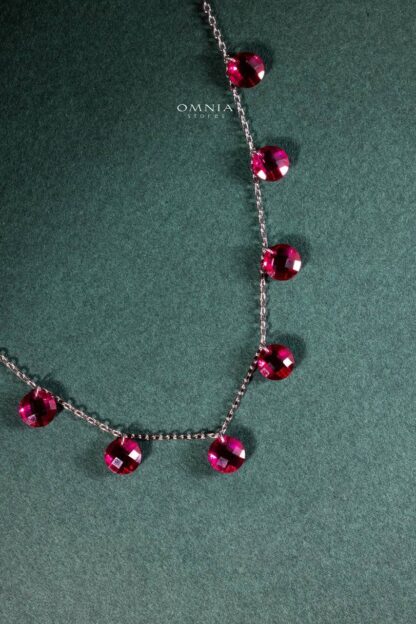 Omnia Anara Red Necklace 92.5 Silver In High Quality Simulated diamonds - Image 4