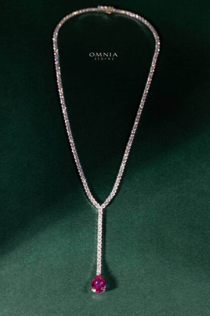 Omnia Anya Maroon Necklace 92.5 Silver In High Quality Simulated diamonds - Image 5