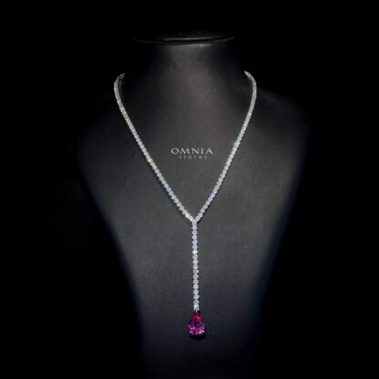 Omnia Anya Maroon Necklace 92.5 Silver In High Quality Simulated diamonds - Image 3