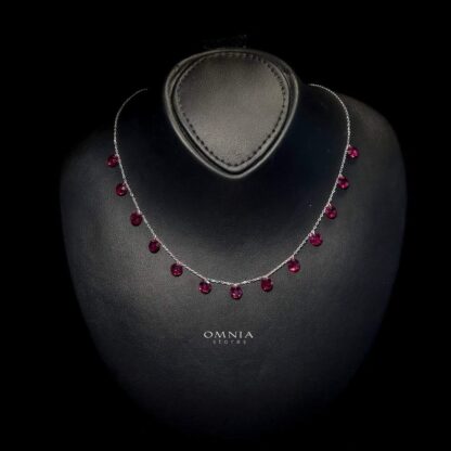 Omnia Anara Red Necklace 92.5 Silver In High Quality Simulated diamonds - Image 3