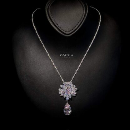 Omnia Nakaret Pink Necklace 92.5 Silver In High Quality Simulated diamonds - Image 2