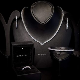 Omnia Kate Bridal Full Set in High Quality Zircon Stone Rhodium Plated