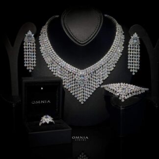 Omnia Gazini White Bridal Full Set 92.5 Silver High Quality Simulated Diamonds