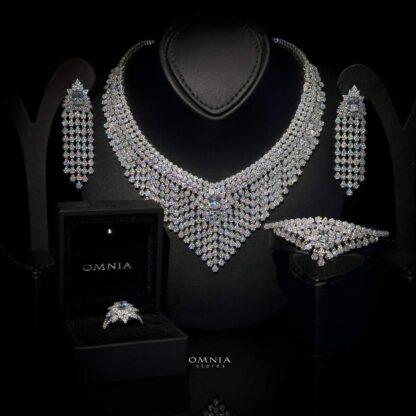 Omnia Gazini White Bridal Full Set 92.5 Silver High Quality Simulated Diamonds