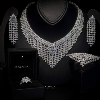 Omnia Gazini White Bridal Full Set 92.5 Silver High Quality Simulated Diamonds - Image 2