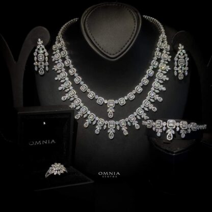 Omnia Luzita Bridal Full Set Accessories High Quality Zircon Stone in Rhodium Plated