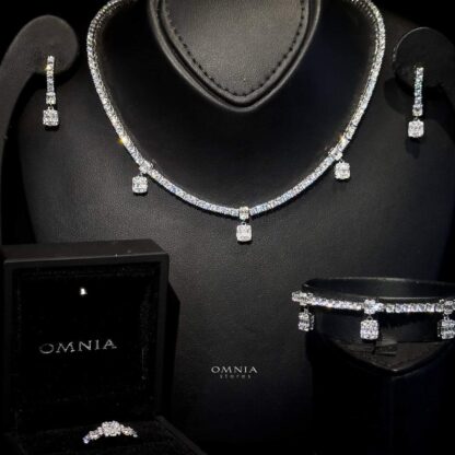 Omnia Felicita White Full Set Accessories in High Quality Zircon Stone Rhodium Plated - Image 2