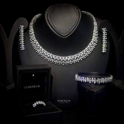 Omnia Belenita Bridal Full Set Accessories High Quality Zircon Stone in Rhodium Plated - Image 4