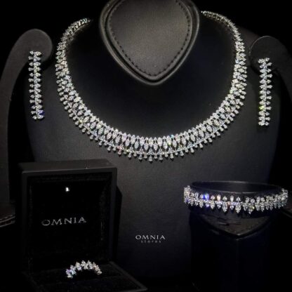 Omnia Belenita Bridal Full Set Accessories High Quality Zircon Stone in Rhodium Plated - Image 3