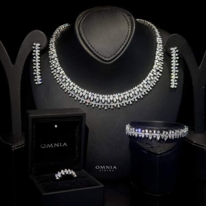 Omnia Belenita Bridal Full Set Accessories High Quality Zircon Stone in Rhodium Plated