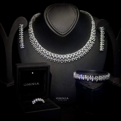 Omnia Belenita Bridal Full Set Accessories High Quality Zircon Stone in Rhodium Plated - Image 2