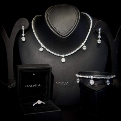 Omnia Paulita White Full Set Accessories in High Quality Zircon Stone Rhodium Plated