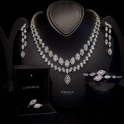 Omnia Amy Bridal Full Set Accessories in High Quality Zircon Stone Rhodium Plated - Image 2