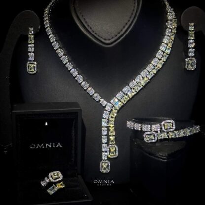 Omnia Lyra Yellow Bridal Full Set Accessories in High Quality Zircon Stone Rhodium Plated - Image 2