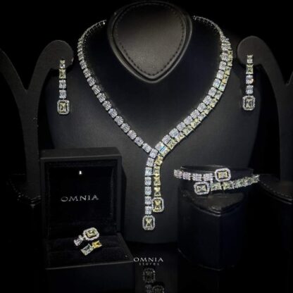 Omnia Lyra Yellow Bridal Full Set Accessories in High Quality Zircon Stone Rhodium Plated - Image 3