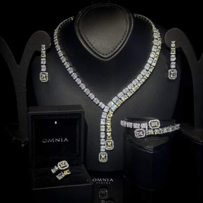 Omnia Lyra Yellow Bridal Full Set Accessories in High Quality Zircon Stone Rhodium Plated