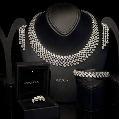 Omnia Wendy Golden White Full Set Accessories in High Quality Zircon Stone Rhodium Plated