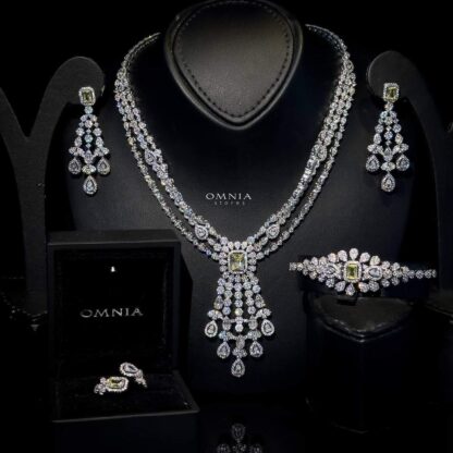 Omnia Nala Yellow Bridal Full Set Accessories in High Quality Zircon Stone Rhodium Plated