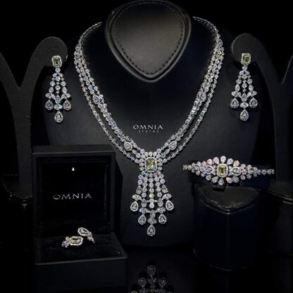 Omnia Nala Yellow Bridal Full Set Accessories in High Quality Zircon Stone Rhodium Plated - Image 2