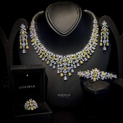 Omnia Sareen Bridal Full Set Accessories in High Quality Zircon Stone Rhodium Plated - Image 3