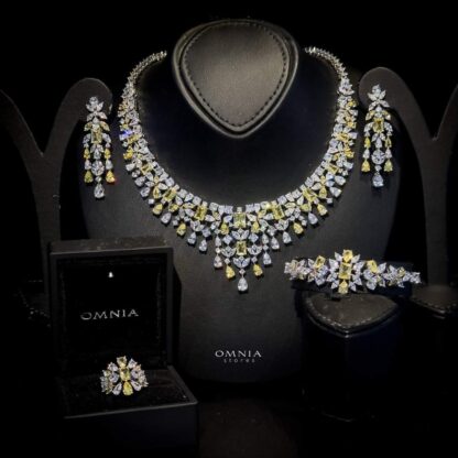 Omnia Sareen Bridal Full Set Accessories in High Quality Zircon Stone Rhodium Plated - Image 2