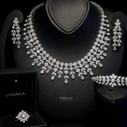 Omnia Sabel Bridal Full Set Accessories in High Quality Zircon Stone Rhodium Plated - Image 3