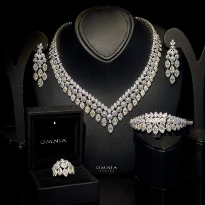 Omnia Bonnie Yellow Bridal Full Set Accessories in High Quality Zircon Stone in Rhodium Plated - Image 2
