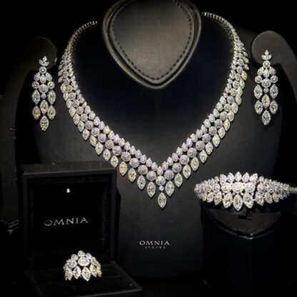Omnia Bonnie Yellow Bridal Full Set Accessories in High Quality Zircon Stone in Rhodium Plated - Image 3