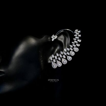 Omnia Rabab Earrings in High Quality Zircon Stone in Rhodium Plated - Image 4