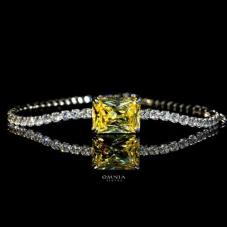 Omnia Gabrielle Yellow Bracelet In 92.5 Silver High Quality Simulated Diamonds