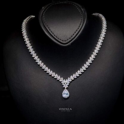 Omnia Naeema White Bridal Full Set in 92.5 Silver High Quality Simulated Diamonds - Image 7