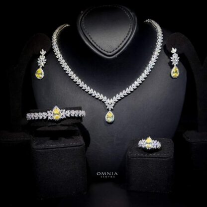 Omnia Naeema Yellow Bridal Full Set in 92.5 Silver High Quality Simulated Diamonds