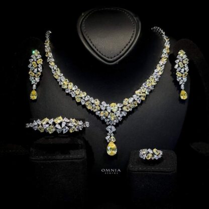 Omnia Reman Yellow Full Set Accessories in High Quality Zircon Stone in Rhodium Plated