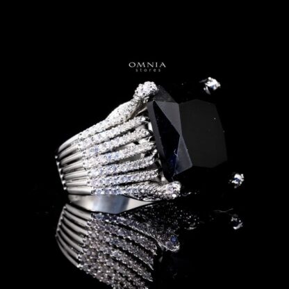 Omnia Janet Black Ring Accessories in High Quality Copper Gold Plated