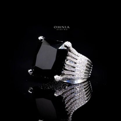 Omnia Janet Black Ring Accessories in High Quality Copper Gold Plated - Image 3