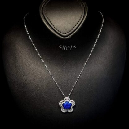 Omnia Mashael Blue Necklace 92.5 Silver In High Quality Simulated diamonds