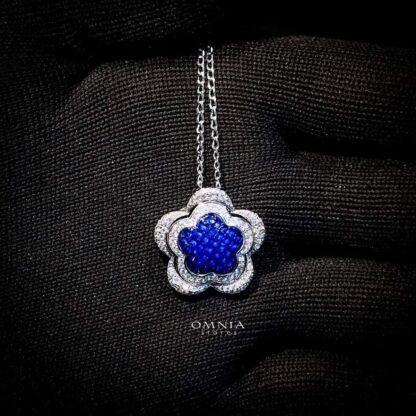 Omnia Mashael Blue Necklace 92.5 Silver In High Quality Simulated diamonds - Image 3