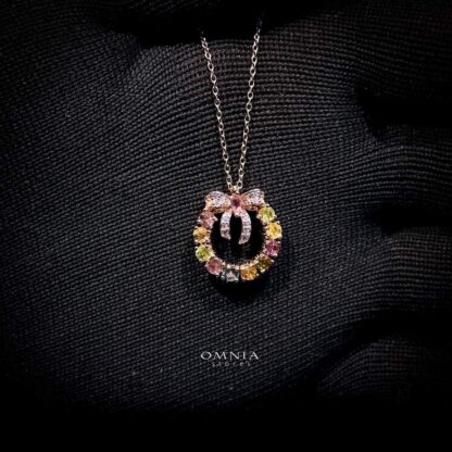 Omnia Kylie Necklace In 92.5 Silver High Quality Natural tourmaline