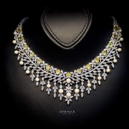 Omnia Juma Bridal Full Set Accessories in High Quality Zircon Stone in Rhodium Plated - Image 2