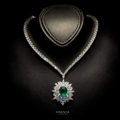 Omnia Thalia Green Necklace in 92.5 Silver High Quality Simulated diamonds - Image 2