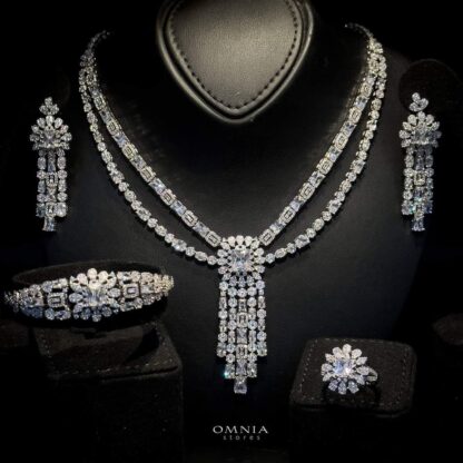 Omnia Emily Bridal Full Set in High Quality Zircon Stone Rhodium Plated