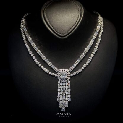 Omnia Emily Bridal Full Set in High Quality Zircon Stone Rhodium Plated - Image 2
